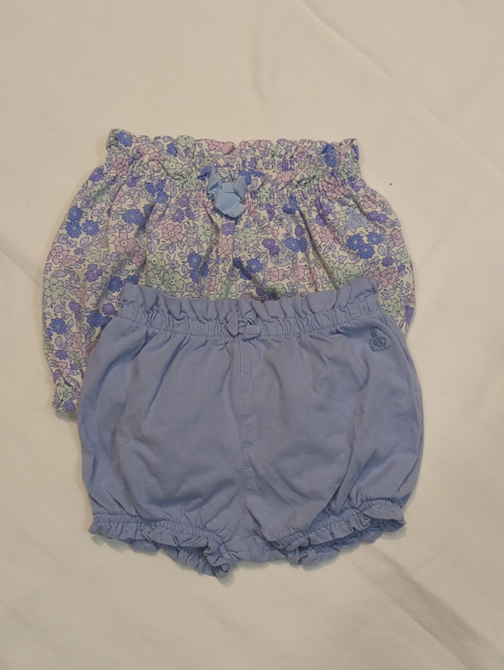 GAP Floral Print & Light Blue Baby Bloomers Set